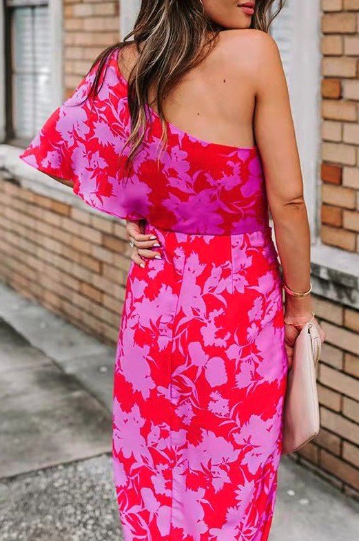 Floral One Shoulder Dress-1