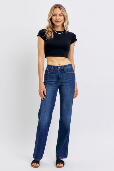 Judy Blue Full Size Tummy Control Straight Jeans Plus Size-0